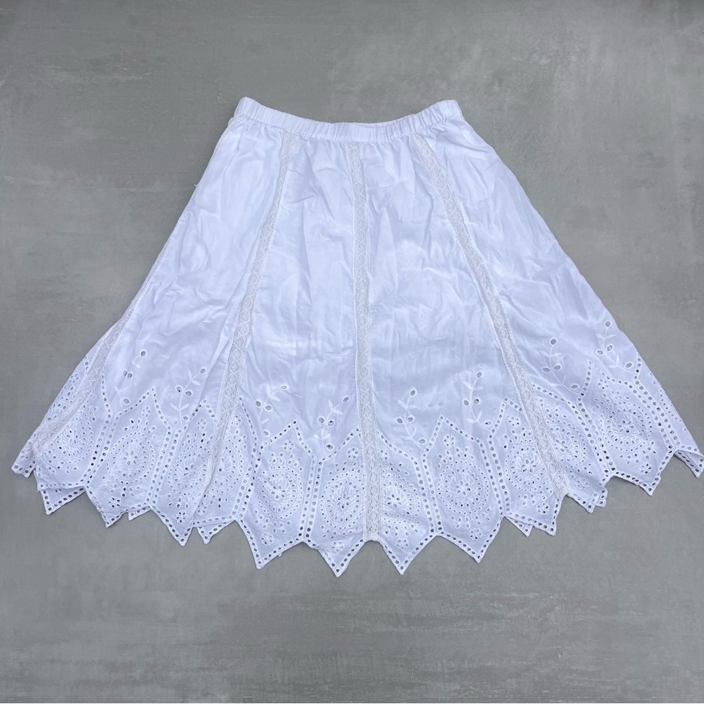 Collections Etc. Eyelet Cotton Midi Skirt NWOT